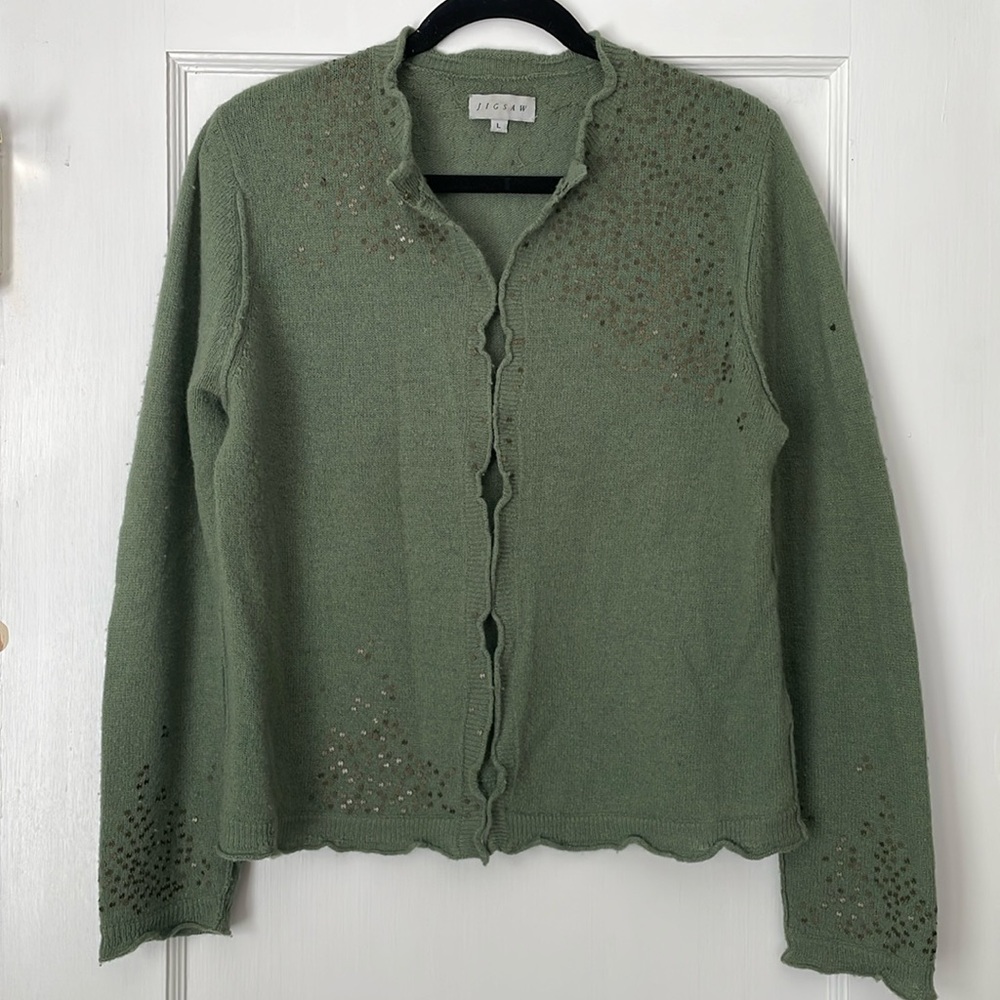 Lambswool/Angora Jigsaw Cardigan